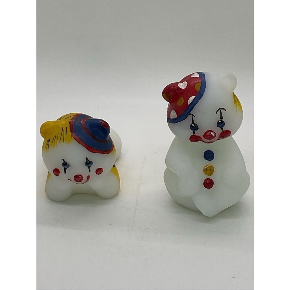 Vintage Fenton Clown Bear Figurines - Centennial Countdown Celebration Numbered